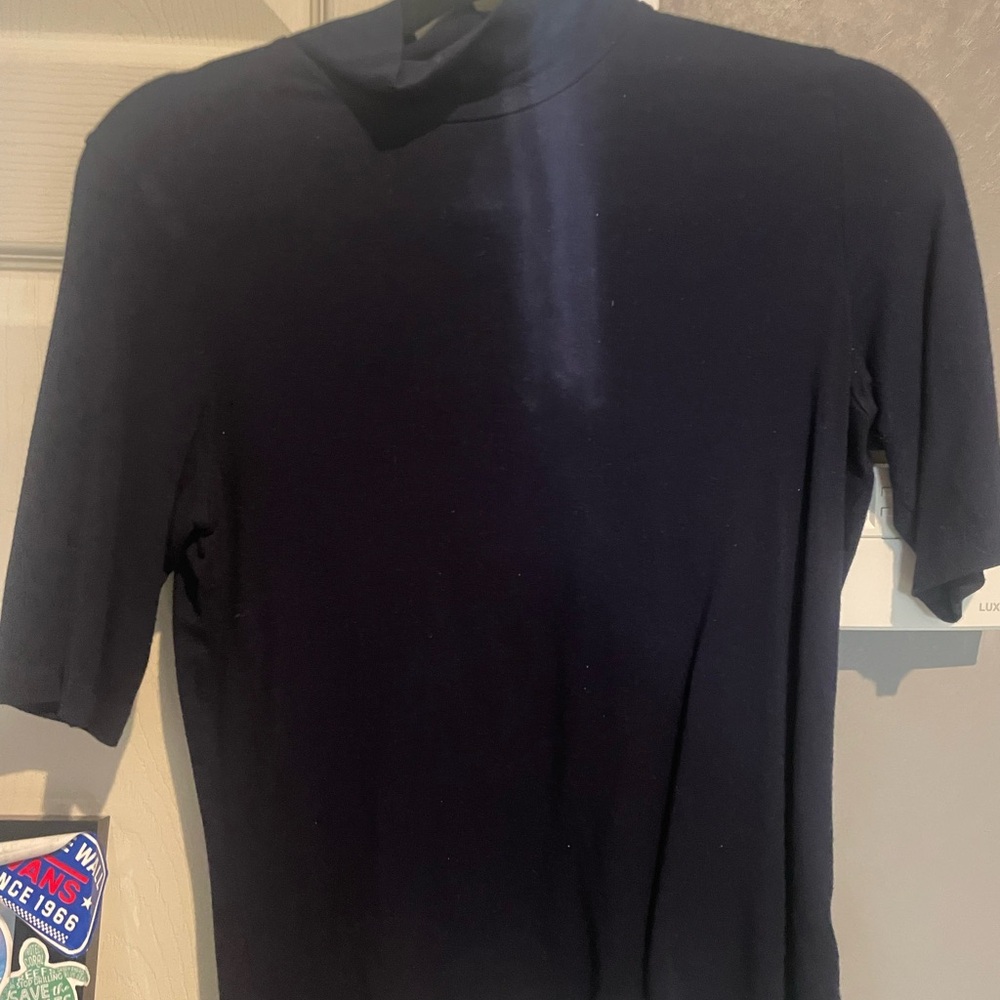 Women's Navy Blue Mock neck Shirt